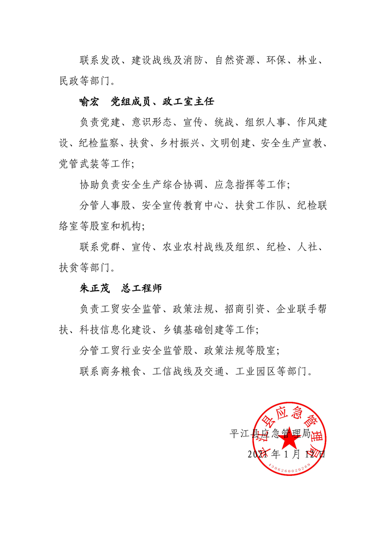 2021年领导班子职责分工调整通知